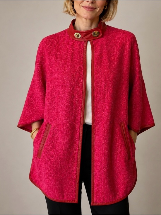Coach Jackets & Blazers - Coach Pink Short-Sleeve Bouclé Sweater Jacket with Leather Trim Small